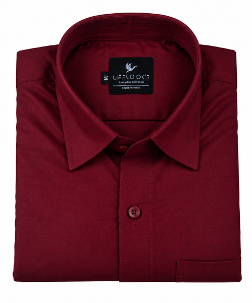 Oxford Cotton Athletic Maroon Color Shirt for Men