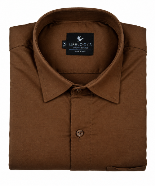 Oxford Cotton Light Chocolate Color Shirt for Men