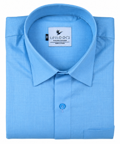 Linen Textured Sky Blue Men’s Shirt