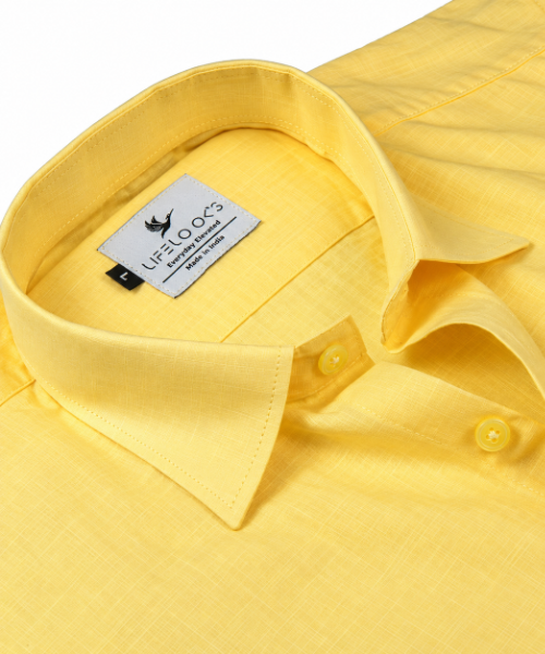 Linen Textured Sunshine Yellow Men’s Shirt