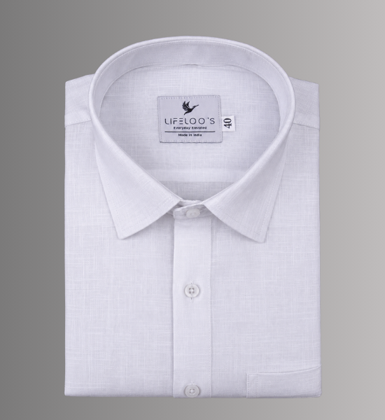Linen Textured Pure White Men’s Shirt