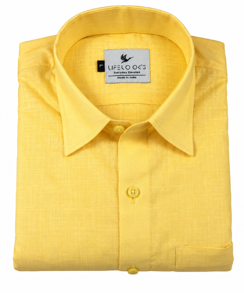 Linen Textured Sunshine Yellow Men’s Shirt