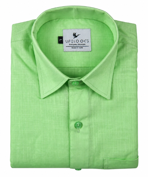 Linen Textured Pista Green Men’s Shirt