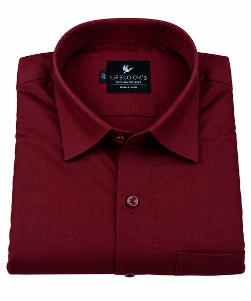 Oxford Cotton Athletic Maroon Color Shirt for Men