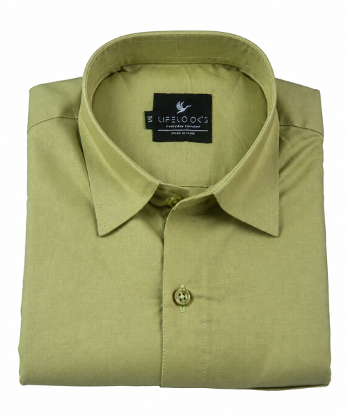 Oxford Cotton Pista Green Color Shirt for Men