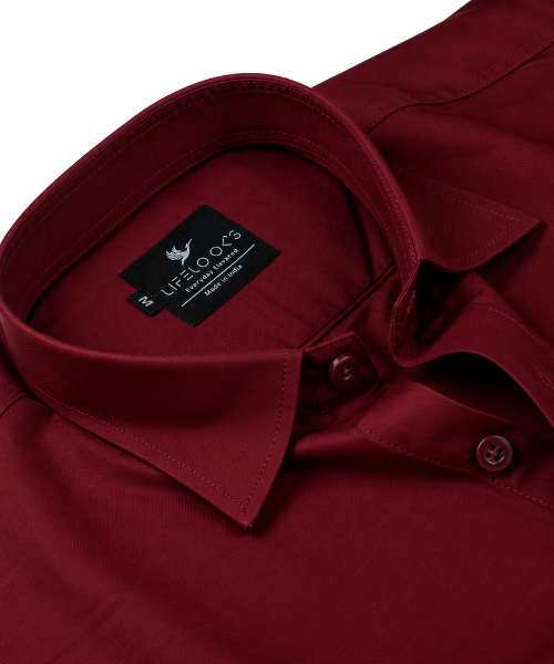 Oxford Cotton Athletic Maroon Color Shirt for Men