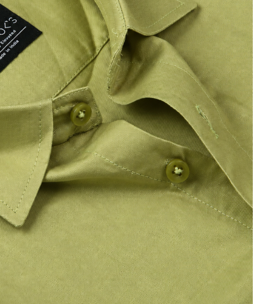 Oxford Cotton Pista Green Color Shirt for Men