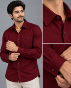 Oxford Cotton Athletic Maroon Color Shirt for Men