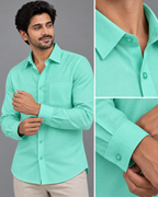 Oxford Cotton Pale Turquoise Color Shirt for Men