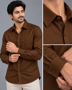 Oxford Cotton Light Chocolate Color Shirt for Men