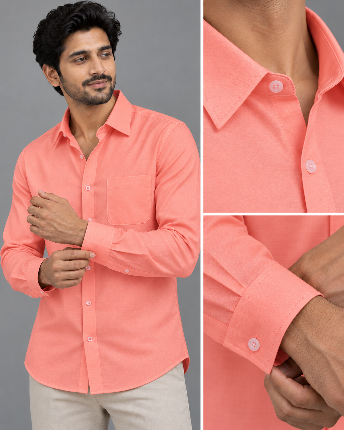 Oxford Cotton Light Peach Color Shirt for Men