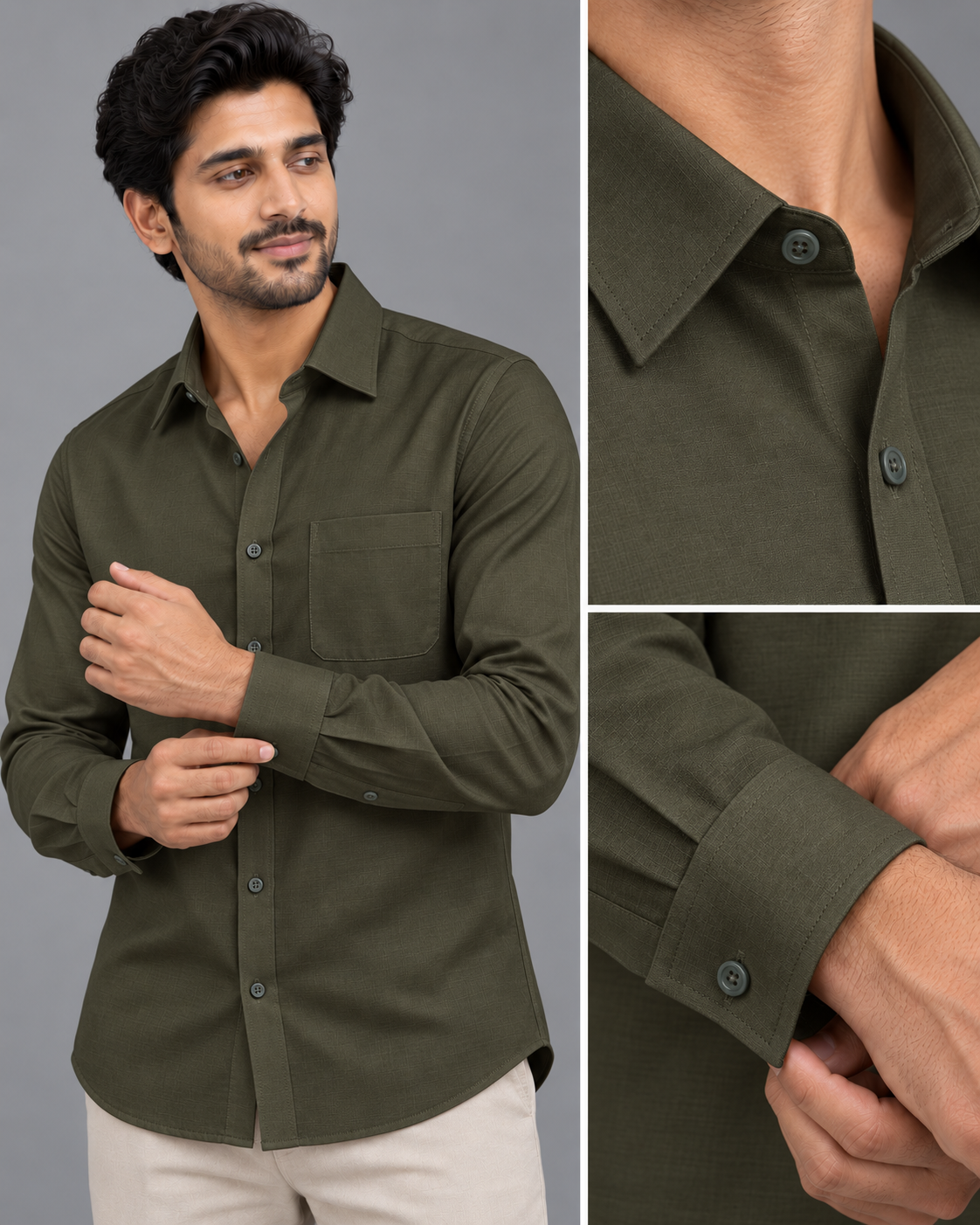 Oxford Cotton Dawn Grey Color Shirt for Men