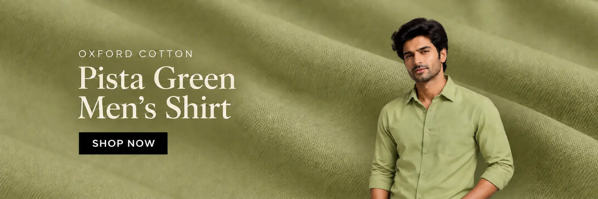 Pista green oxford cotton shirt for men - shop now